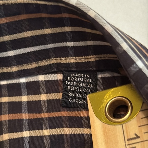 Ted Baker Men's Black/Brown Check Print Cotton Long Sleeve Button Down Size 4/L - Picture 7 of 10